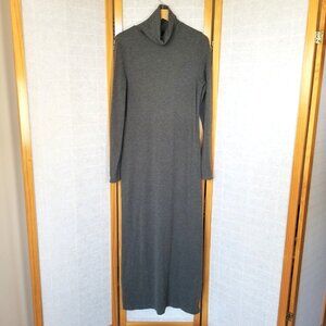 Ralph Lauren Sweater Dress Turtleneck Maxi Gray Wool Blend Size Large